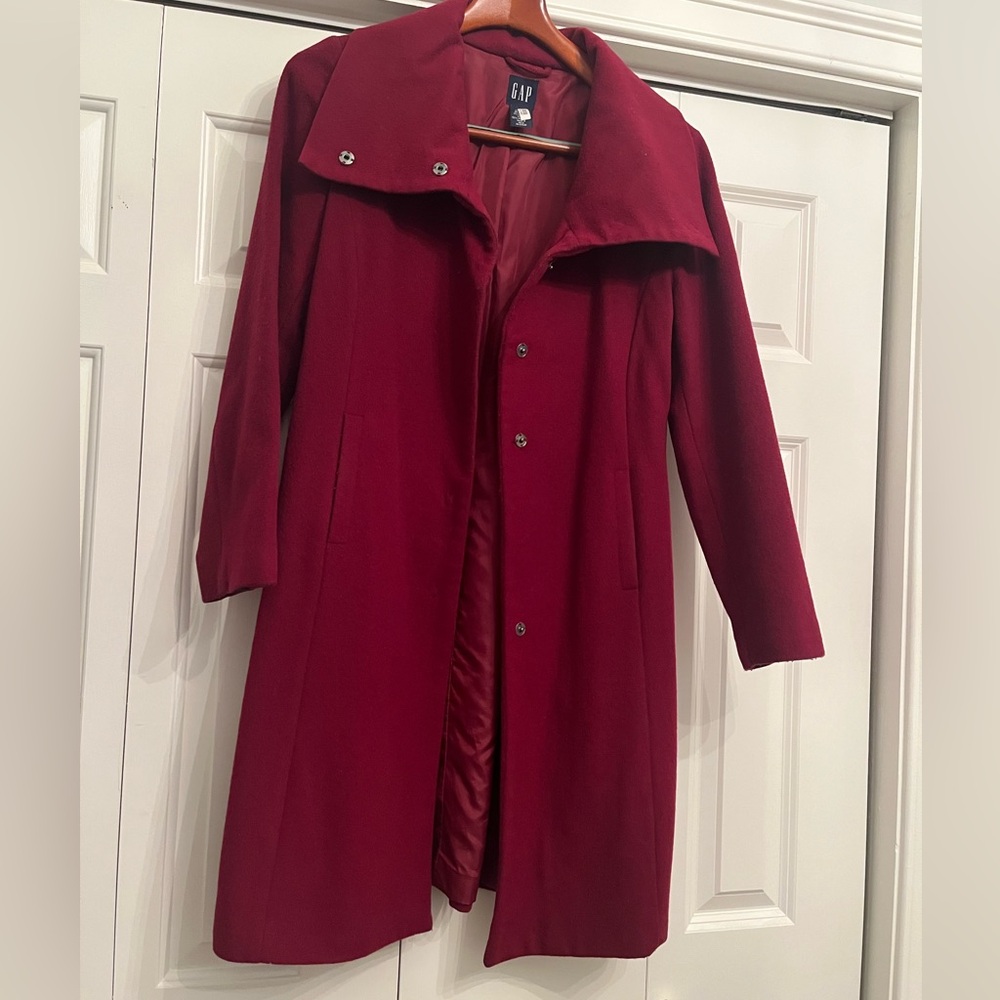 The Gap wool and cashmere red butterfly collar A-line winter coat